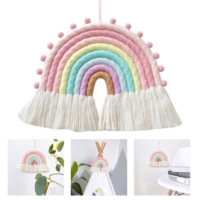 Macrame Rainbow Wall Hanging 8 Lines Decorative Rainbow for Dorm Kid Room Home Decorations Baby Shower Party Supplies
