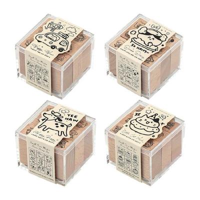 Wood Rubber Stamp Lovely Cats Stamp Animal Stamp Decorative Stamp Cartoon Dogs Stamp