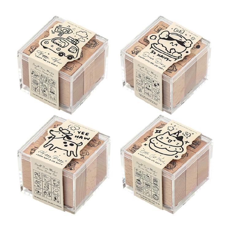 Wood Rubber Stamp Lovely Cats Stamp Animal Stamp Decorative Stamp Cartoon Dogs Stamp