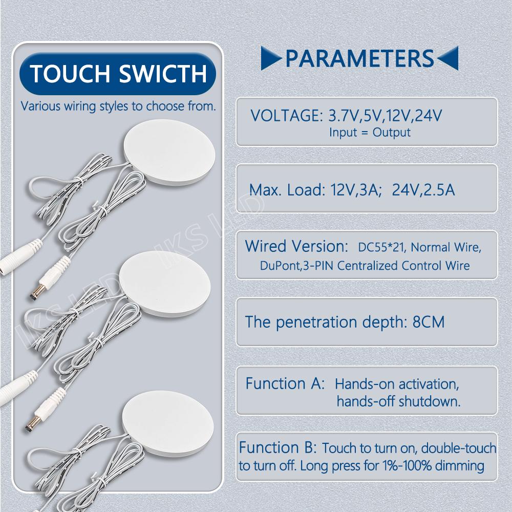5V 12V 24V LED Dimmable Touch Sensor Switch Penetrating Wood Panel 8cm Smart Home Dimmer for Lighting Control Hand Scan Switch