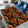 Home Relaxation Cozy Crystal Velvet Area Mat with Pumpkin & Leaf Design - Durable, Comfortable Floor Mat for Living Room