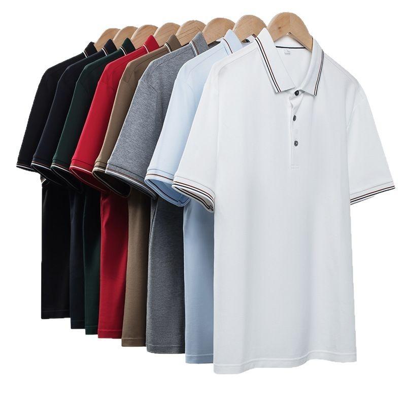 High-end Cotton T-shirt Polo Shirt Printing Logo Cold Silk Cool Short-sleeved Overalls Workwear Embroidery Custom-made