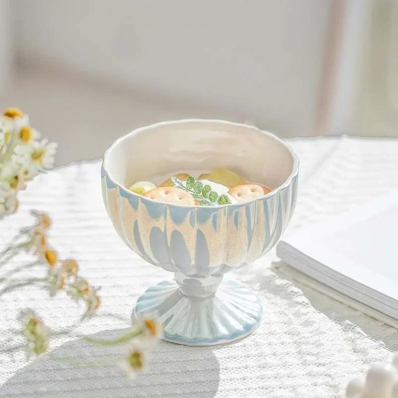 1pc Ceramic Ice Cream Bowl Creative Dessert Baking Cake Bowl for Home Restaurant Ceramic Mug Yogurt Bottle Tableware Accessories
