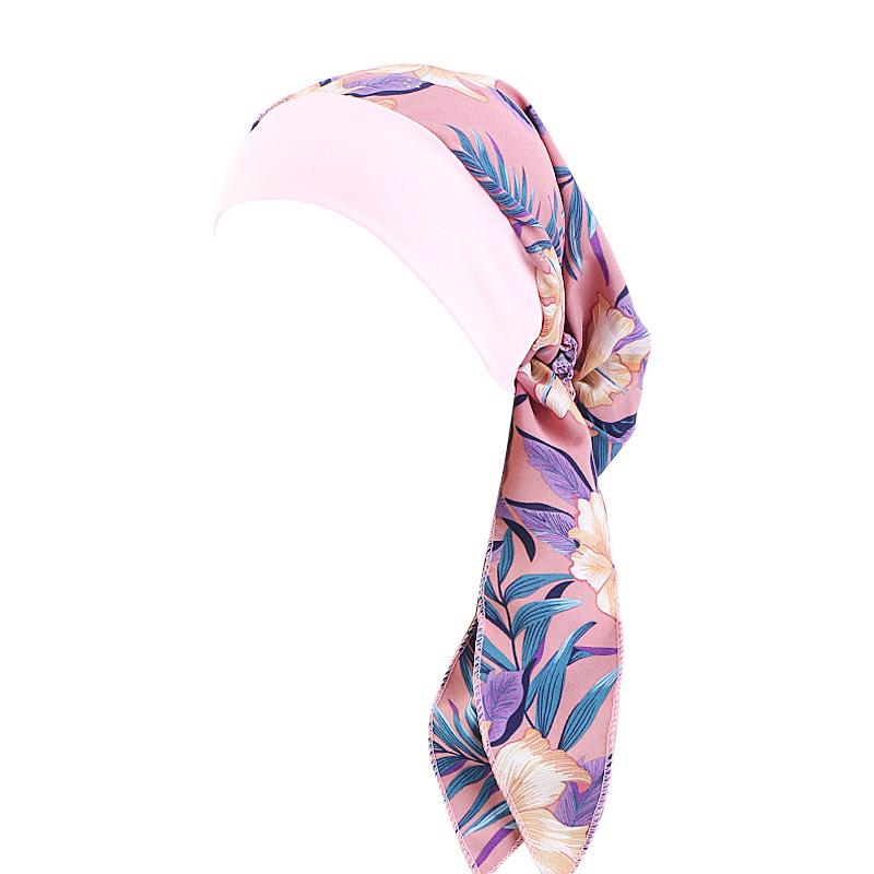 Ethnic Style Strap Headscarf Cap, Elastic Wide-Edge Streamer Headband Chemotherapy Cap Home Hat Jdt-329C