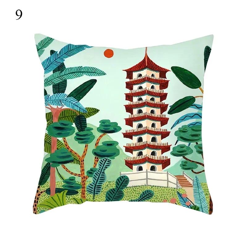 

Чехол для дивана в спальню, декоративная наволочка для гостиной, узор серии «растение» 66x66cm