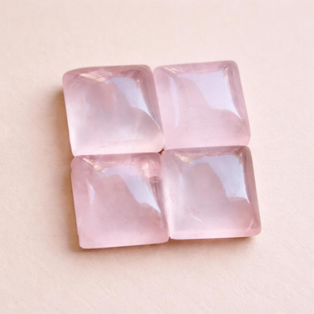 Rose Quartz Square Cabochons – Natural Pink Quartz Gemstones for Jewelry Making