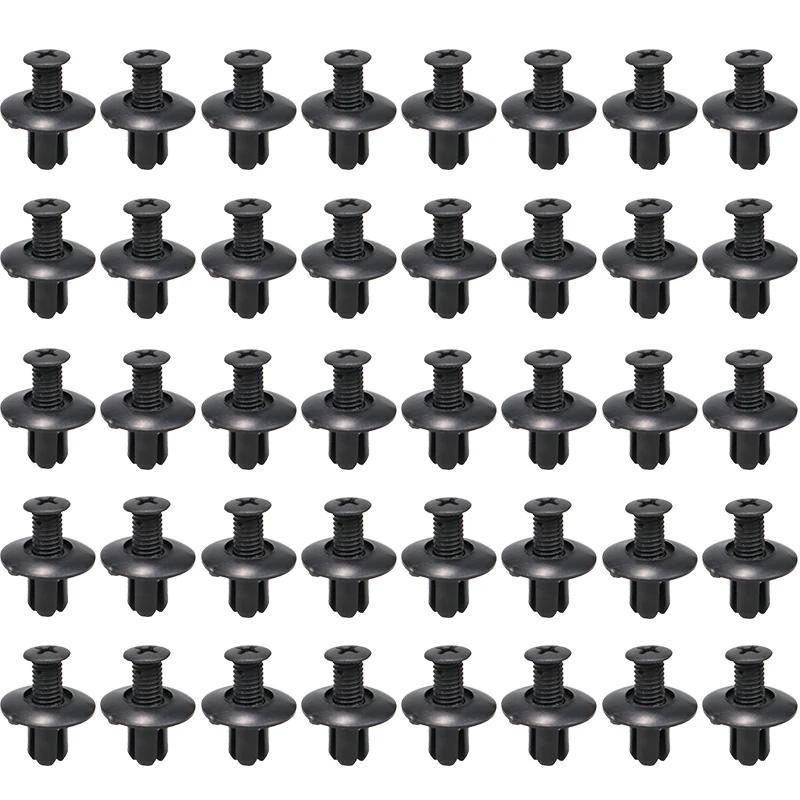 8mm Plastic Rivets Fasteners Suit for Car Bumper Fender, Black Clips Suit for Toyota, Nissan, Kia, Yamaha