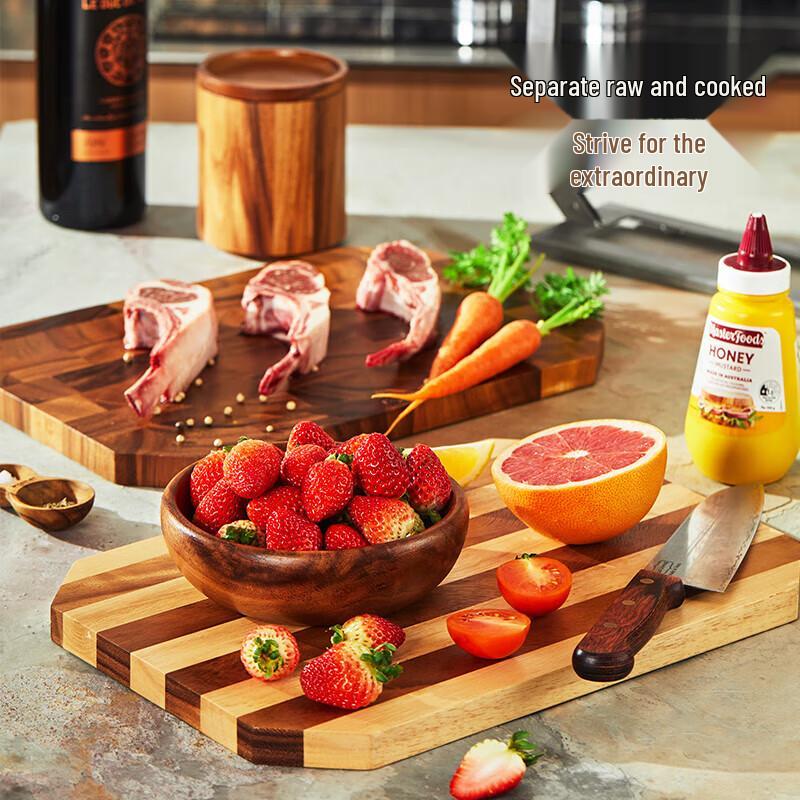 LC LIVING Acacia Wood Cutting Board & Knife Set with Magnetic Holder