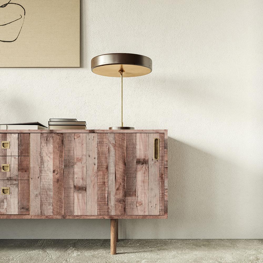 1pc Retro Reddish Brown Wood Plank Paper Wood Self Adhesive Wallpaper Removable Renovation Furniture Cabinet Decor Easy To Paste