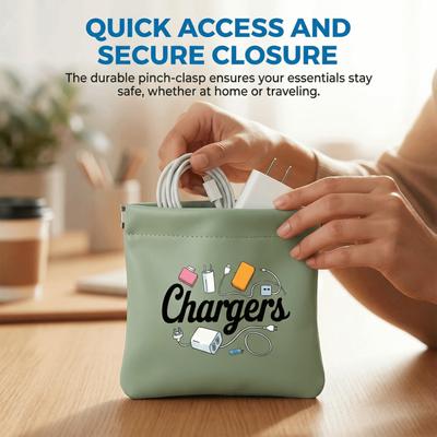 Bolsa de almacenamiento para cargador a prueba de polvo, bolso de mano cuadrado mini multifuncional duradero, bolsa de almacenamiento para cables de resorte de cierre automático, hogar
