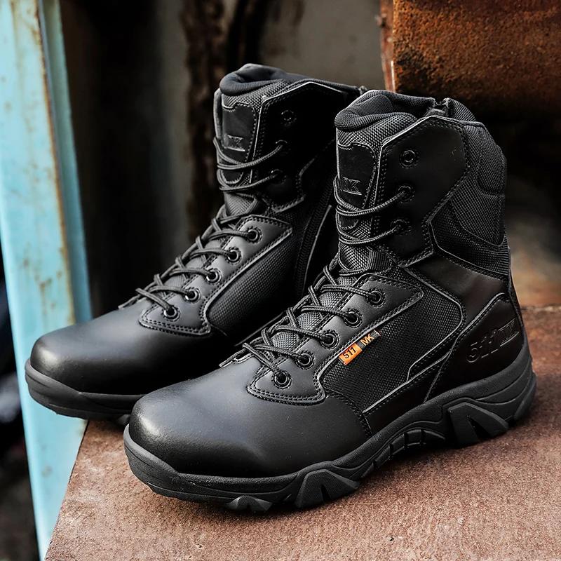 Fashion Desert Combat Boots Tactical Mens Boots Wear-resisting Training Shoes Waterproof Outdoor Hiking Men Ankle Boots Size 39-47