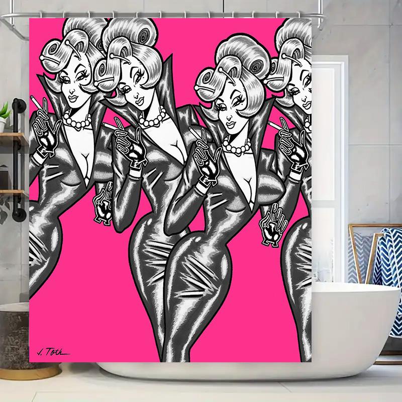 

Шикарная Ретро Женская Мода Занавеска для Душа Принт Поп-арт для Украшения Ванной 90x180cm