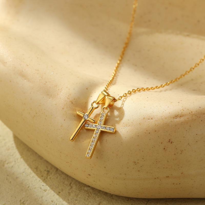 Banyan Tree S925 Silver Double Cross Personalized Necklace - Hip-Hop European/American Fashion for Men and Women