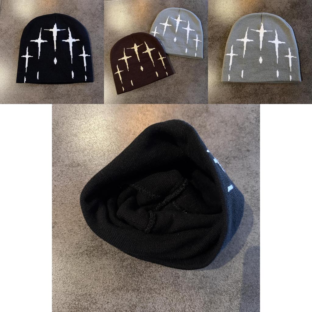 Acrylic Knit Hat For Men Women Fall Winter Warm Beanie With Letter Embroidery