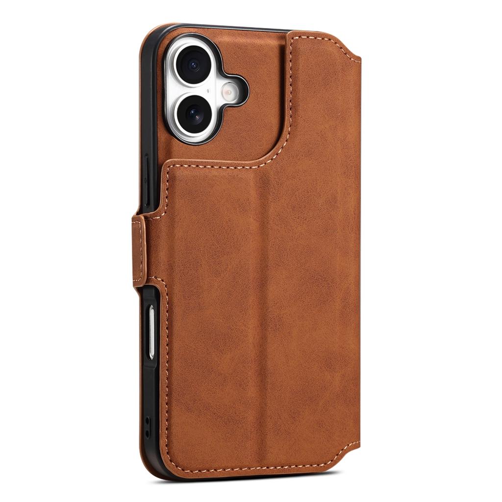 DENIOR B06 For iPhone 16 Plus Case Magnetic Detachable Wallet Stand Leather+TPU Phone Cover