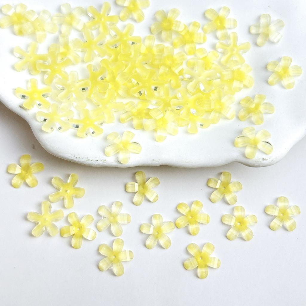 Summer New Flower Nail Art Rhinestones Ice Transparent Size 6mm 10mm Five-Petal Flower Resin Accessories Materials