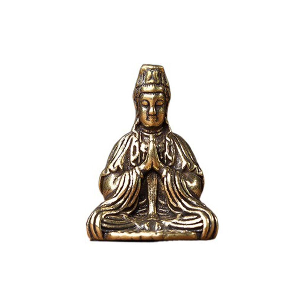 Mini Guanyin Buddha Statue Meditate Brass Buddha Ornament GuanYin Bodhisattva Ornament  Toy Gift
