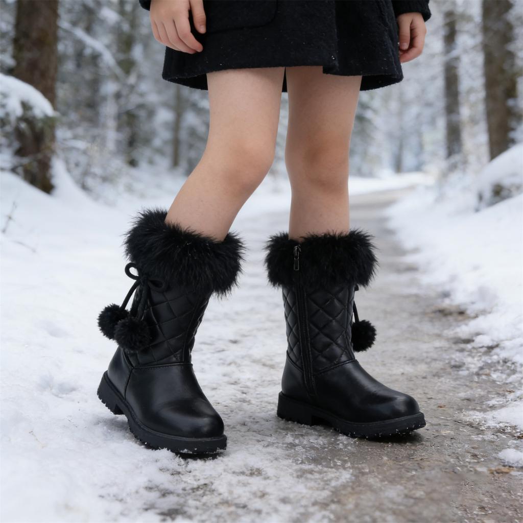 Fashionable And Comfortable Pom,pom Warm Boots For Little Girls