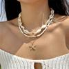 Pearl Shell Necklace Multilayer Seashell Choker New Sweater Chain  Jewelry