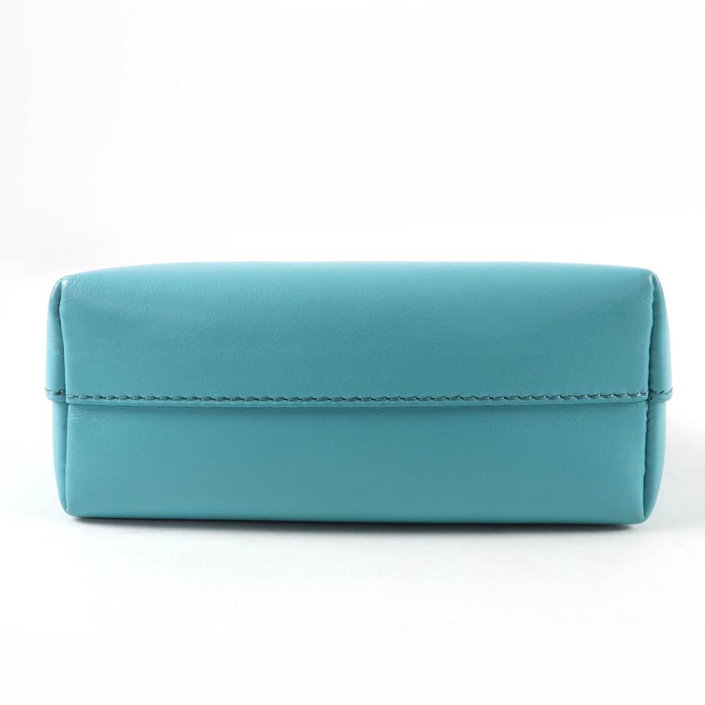 Excellent Chloe Shoulder Bag Sense Micro Tote Bag Logo Embroidery Leather Blue Used