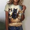 Women's T Shirt Cat Dog 3d Print Casual Short Sleeve Funny  Fashion Streetwear O-Neck T Shirts Orange Cat Female Clothing