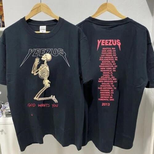 Kanye West 2013 Yeezus Tour God Wants You Cotton Black Unisex T-shirt VN1143 S