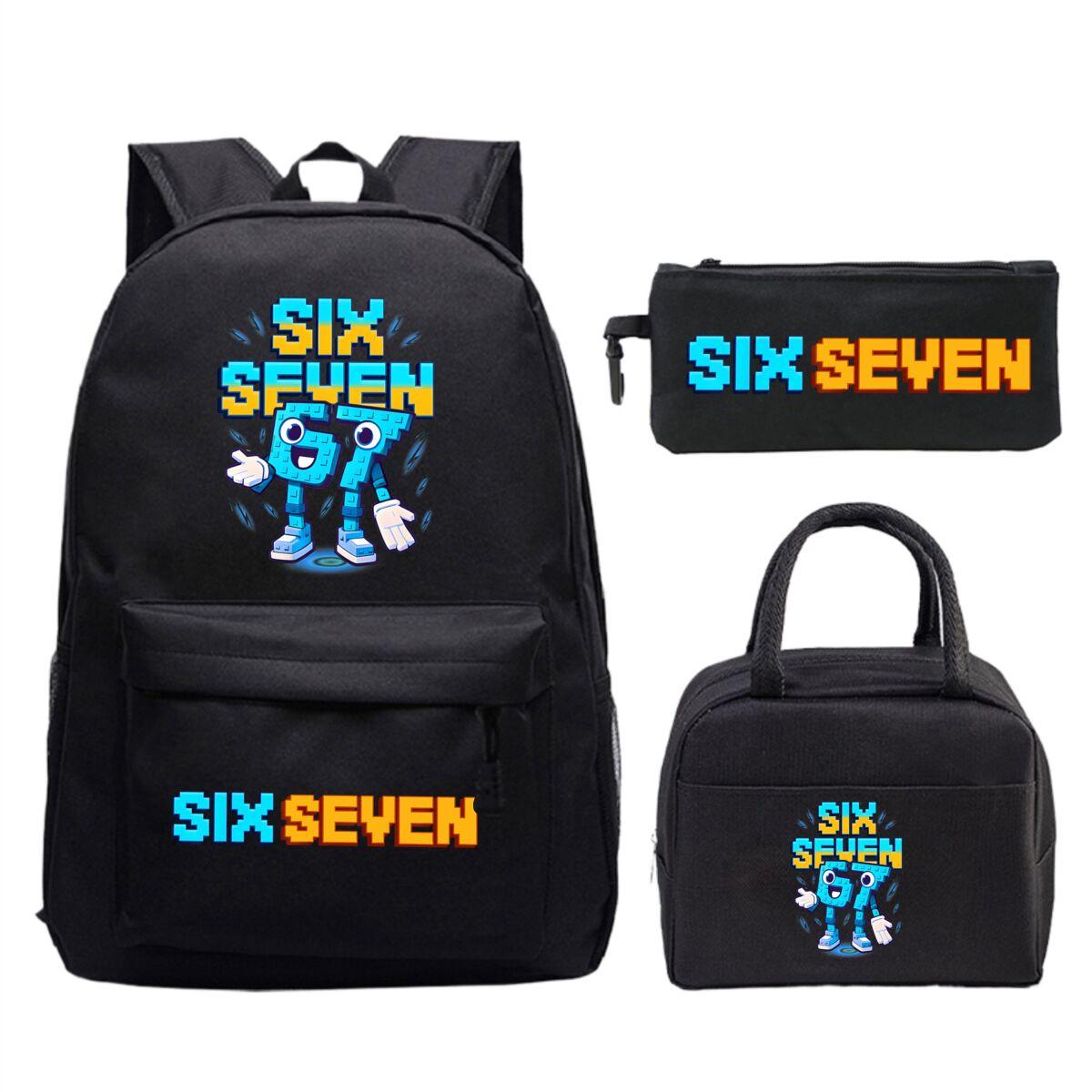 

3pcs Six Seven Italian Brainrot Schoolbag Lunch Bag Pen Case Set Cartoon Fashion Backpack Pencil Case Suit School Supplies Gifts