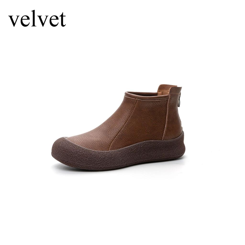 Women's Boots Autumn Winter New Flat-bottomed Round Head Casual Retro Soft-soled Soft-faced Ankle Boots Women's Large-size41-43