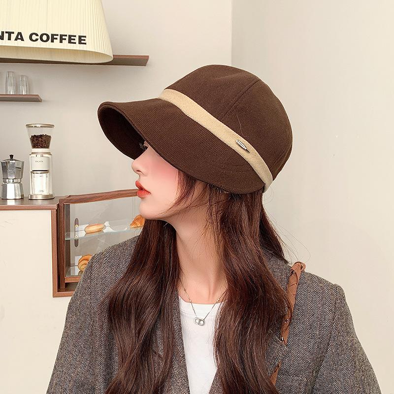 Herbst und Winter Schlichter Stil Modischer und Vielseitiger Reiterhut Warmer Ohrenschutz Gesicht Zeigen Kleiner Sonnenschutz Fischerhut