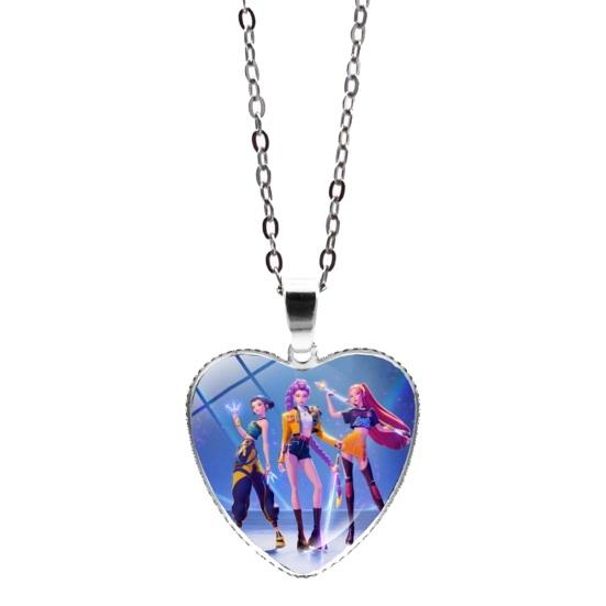 Korean Pop Hunters Necklace Anime Merchandise Necklace Cute Heart Pendant Anime Girl Group Necklace Gift for Movie Fans