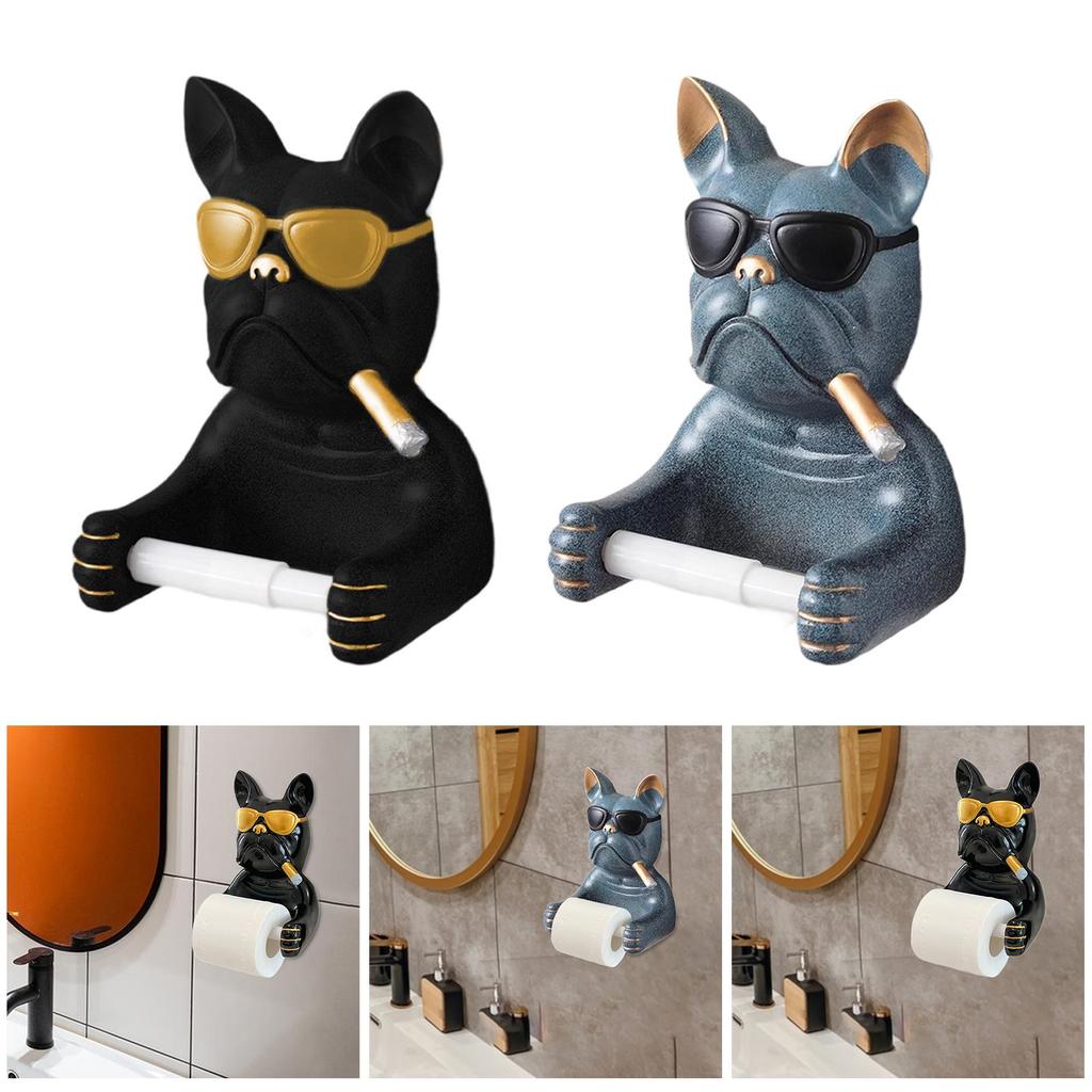 Modern European Wall-mounted Toilet Paper Holder with Sunglasses And Dog Motif. Ideal for The Home.