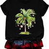 Weihnachts-Palmen-Shirt für Damen Lustig Frohe Weihnachten Weihnachts-Feiertag Hawaiianisches Strand Kurzarm-Shirt Top