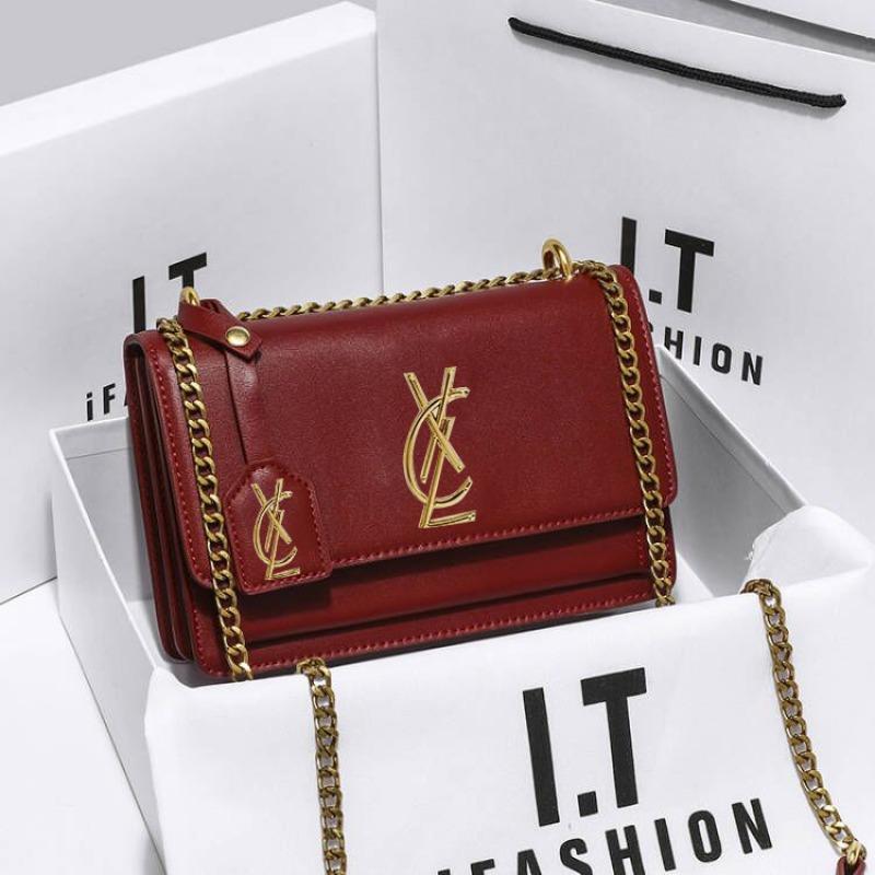 

Leather poplar forest bag women s new fashion versatile shoulder messenger chain high-end small square bag