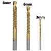 6-Piece Titanium-Plated Pagoda Step Drill Bit Set with Triangle Shank for Woodworking and Grooving