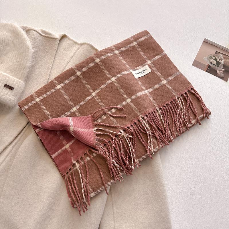 Fashion Autumn Winter Warm Cashmere Scarf Plaid Pattern Long Tassels Women Thicken Wrap Shawl Lady Muffler Bufanda Pashmina New