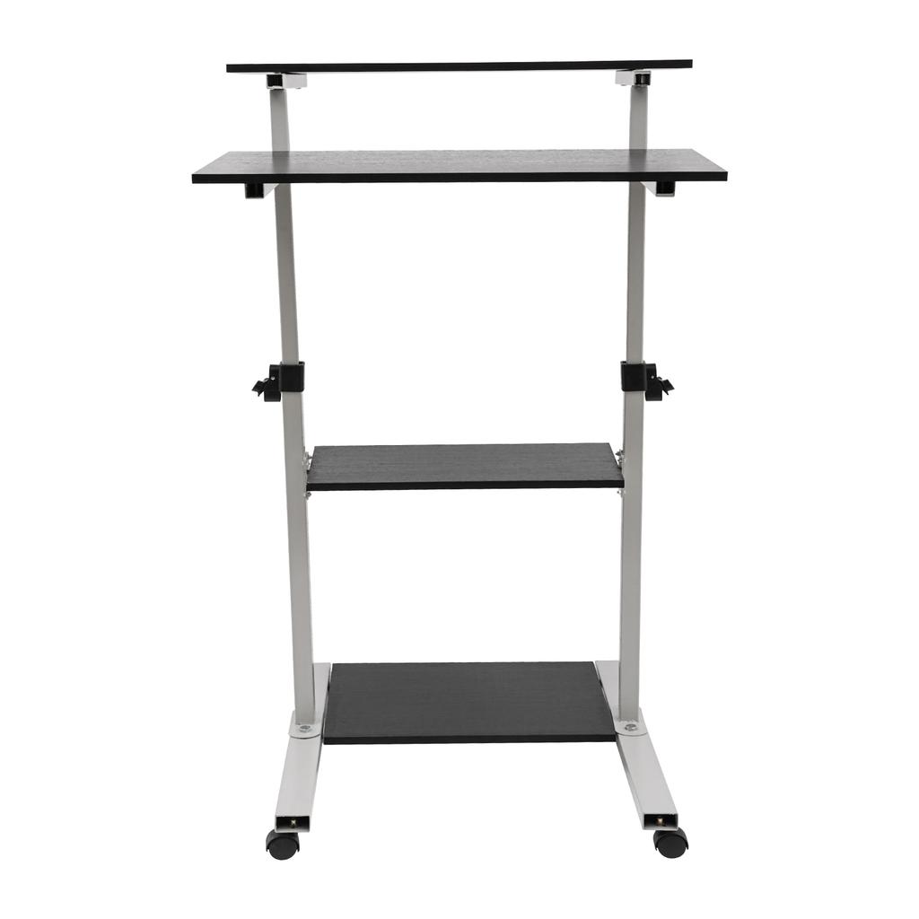 Silver Mobile Standing Desk Work Station, Stand Up Desk Cart Particle Board and Steel With Four Universal Wheels for Bedrooms