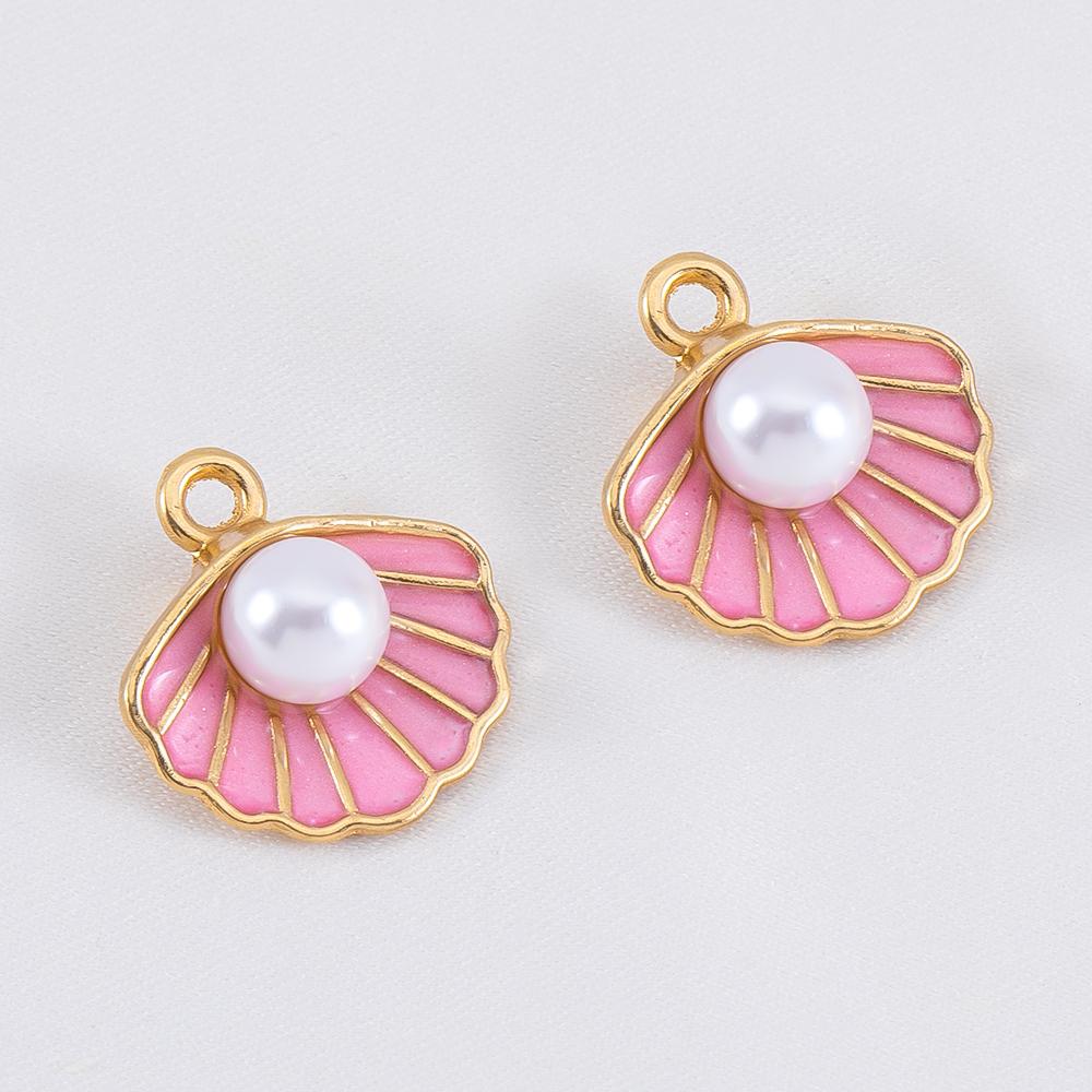 10pcs Cute Green Purple Pink Enamel Ocean Crab Conch Fishtail Heart Charms Alloy Pendants DIY Necklace Bracelet Jewelry Findings