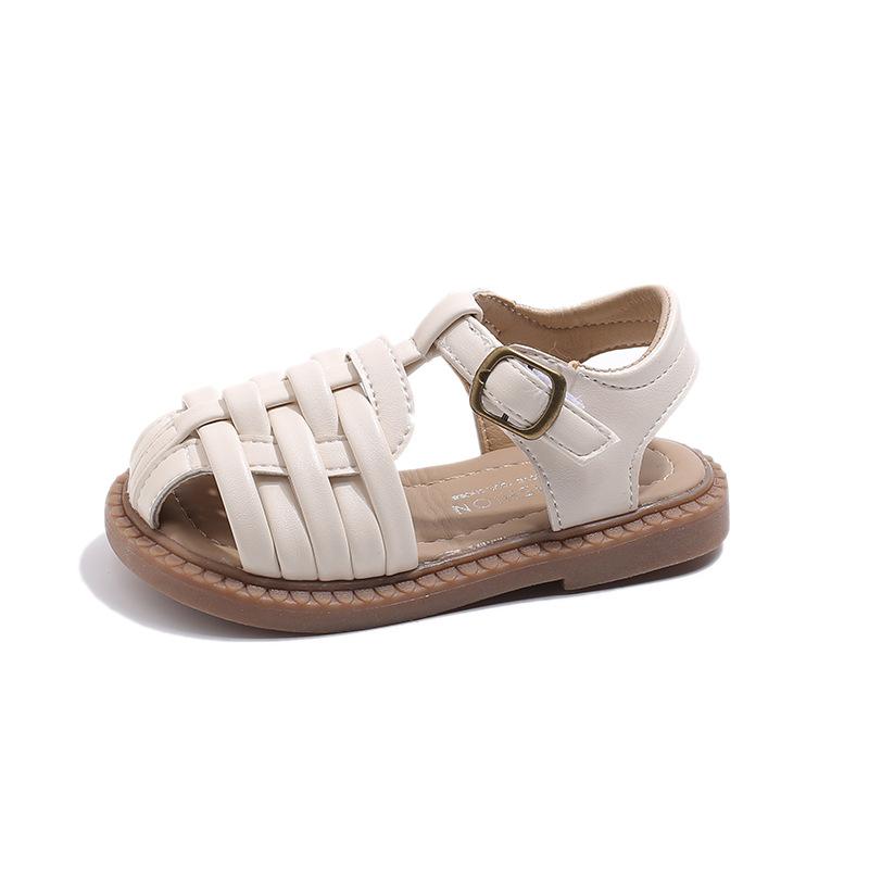 New style sandals for girls, woven casual baby shoes, children's comfortable beach shoes, breathable sandals