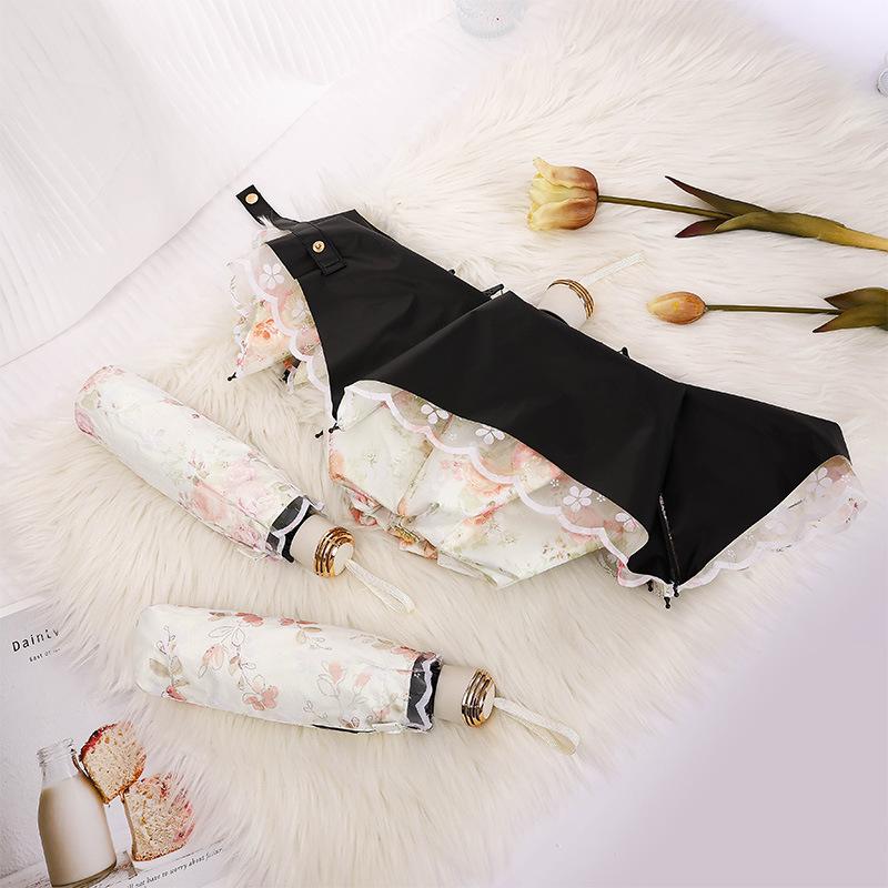 Umbrella lace with UV protection for women, parasol pocket windproof, waterproof, sun and rain, travel  umbrella for women