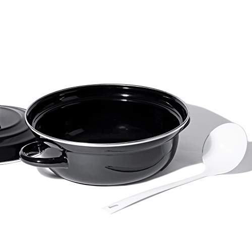 Pearl Metal Enamel Tabletop Pot, 20cm, Induction Compatible, Limited Edition, All Black, BLKP, AZ-5060