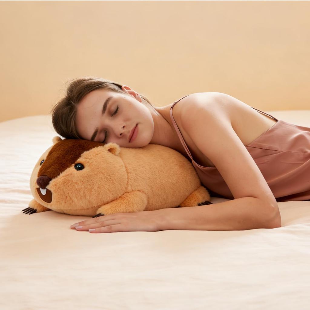 MikQig Marmot Plush Toy, Large, Huggable Pillow, Lifelike Animal, Soft and Fluffy, Cute Animal, Style 2, Figurine, Christmas, Birthday Gift, 40x30x30c