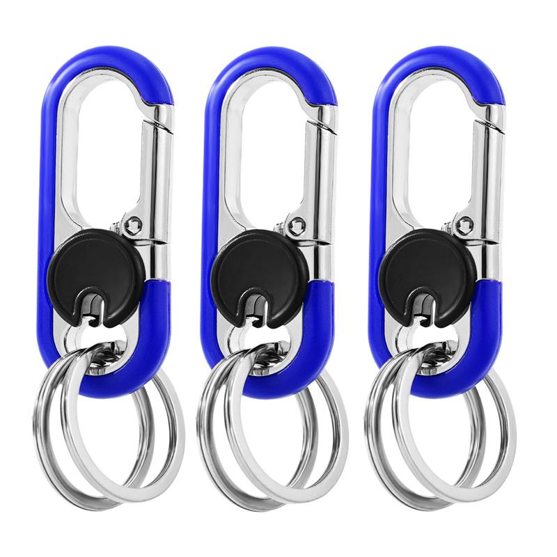 Men Keychain Hook Stainless Steel Buckle Bottle Opener Carabiner Climbing Tool Double Ring Car Fishing Key Ring Car Accessories