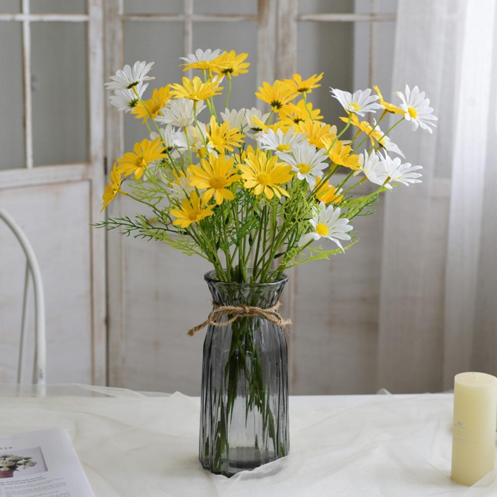 5 Branches of 25 Small Daisies Artificial Flower Chamomile Hollandaise Plastic Fake Flower Silk Flower Home Decoration Ornament Flower