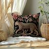 1pc Elegant Leopard & Floral Throw Pillow Cover - 45.72cm X 45.72cm Polyester, Machine Washable with Zipper Closure | Contemporary Single-Sided Design