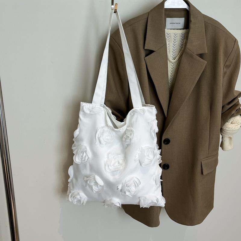 

Сумки через плечо с трехмерным цветком, женская повседневная сумка для подмышек, женская красивая сумка-шоппер 33x1x35cm белый