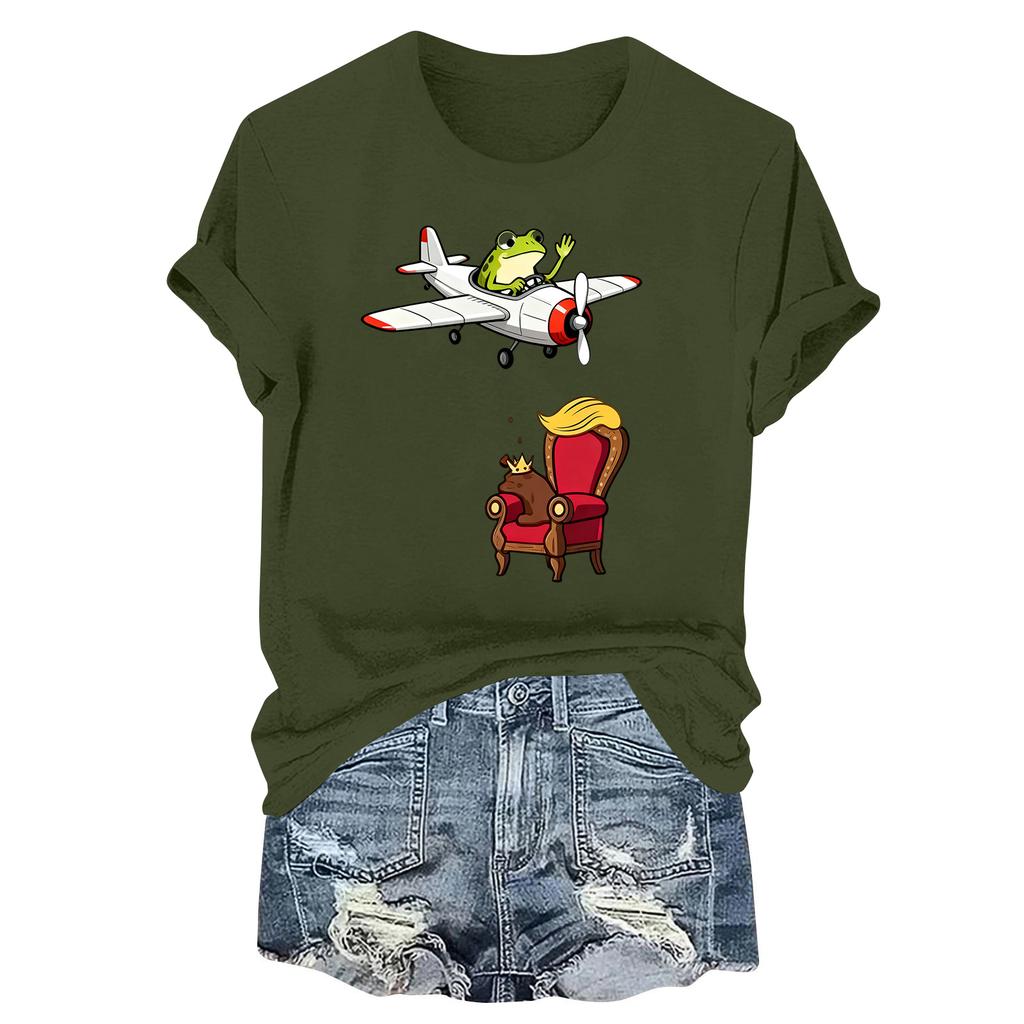 Women's Printed Round Neck Short Sleeve Top