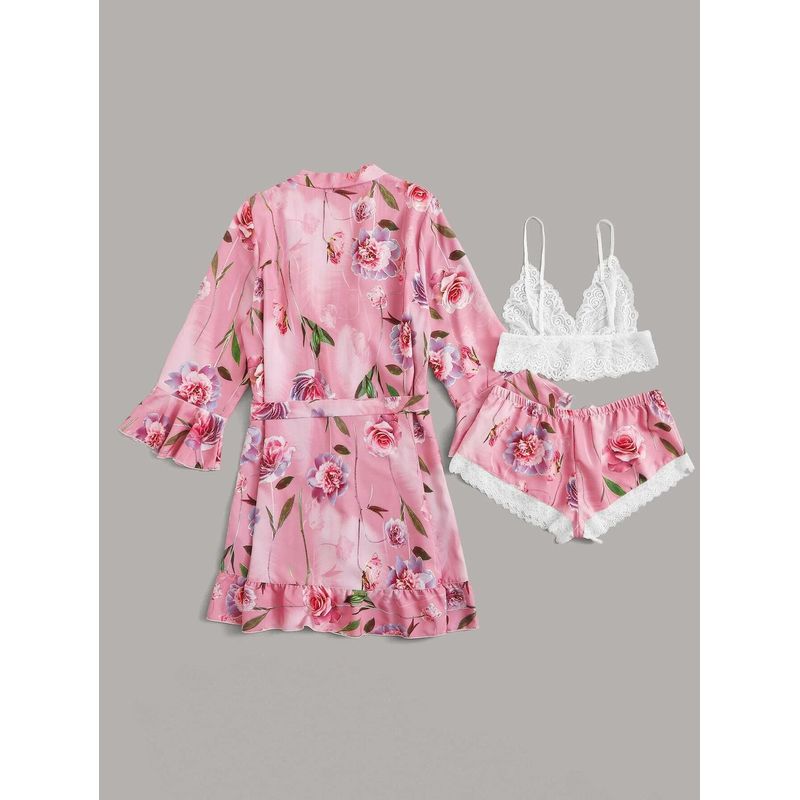 

2022 Lace Sexy Fun Pajamas Three Piece Sling Ladies Homewear Image color S