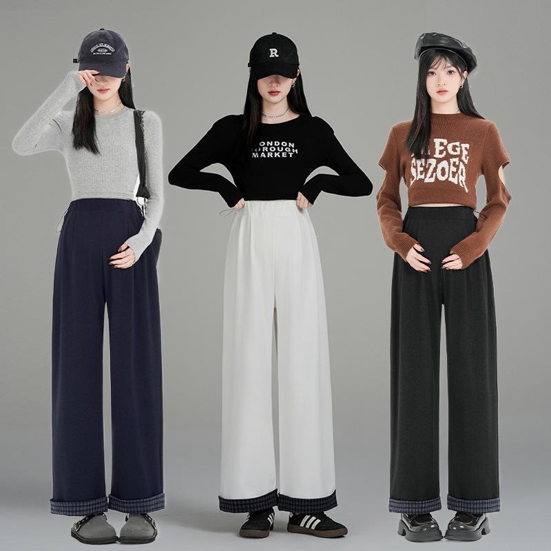 

Retro Wide-Leg Maternity Pants for Autumn/Winter 2XL