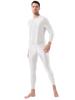 Mens Shiny High Neck Long Sleeve Double Ended Zipper Leotard Bodysuit