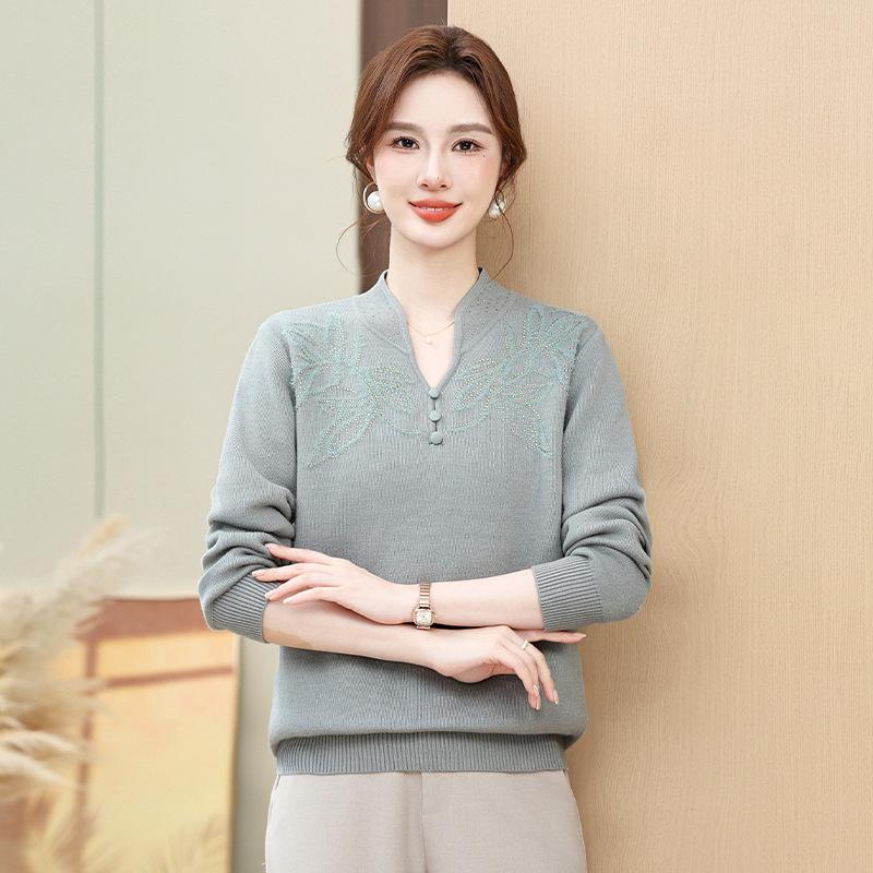 

Женский год: Красный зимний свитер для мамы с кружевным воротником, базовая рубашка для среднего и пожилого возраста, с плюшем для тепла 2XL (120-130 Jin) синий